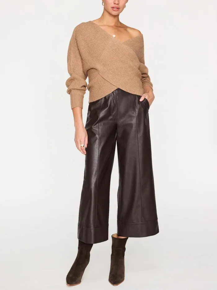 Shop Brochu Walker Sweaters The Hughes Wrap Front Sweater Camel Mlange