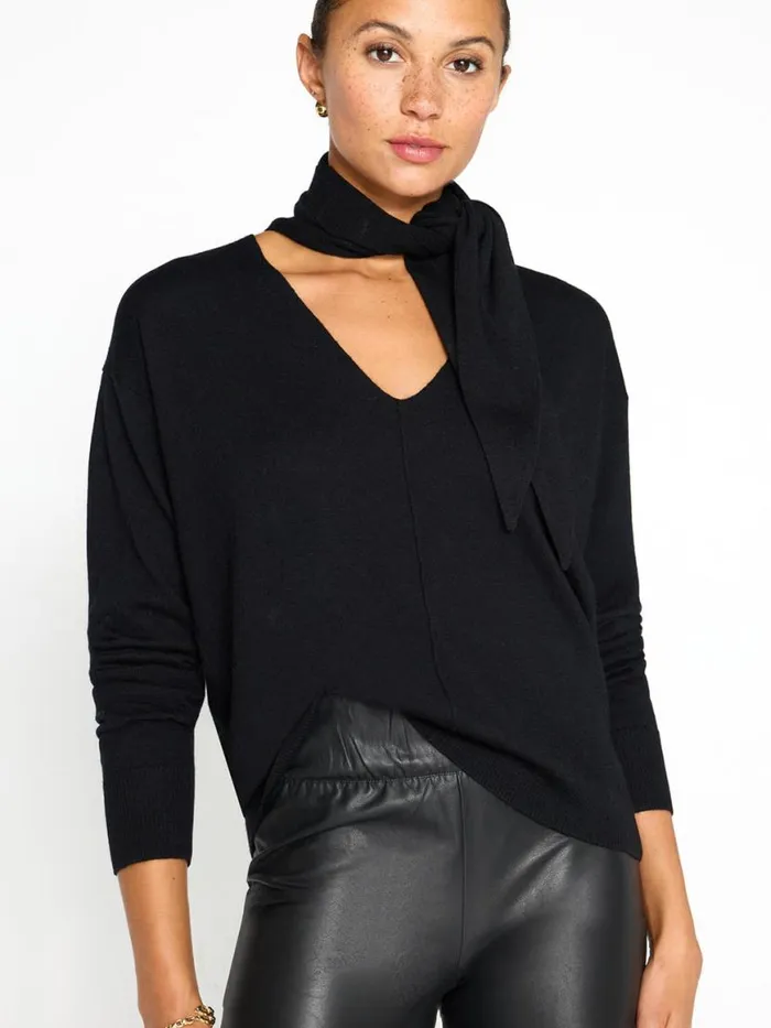 Shop Brochu Walker Sweaters The Oren Tie Pullover Black Onyx