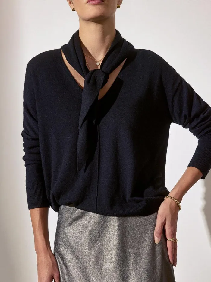 Shop Brochu Walker Sweaters The Oren Tie Pullover Black Onyx