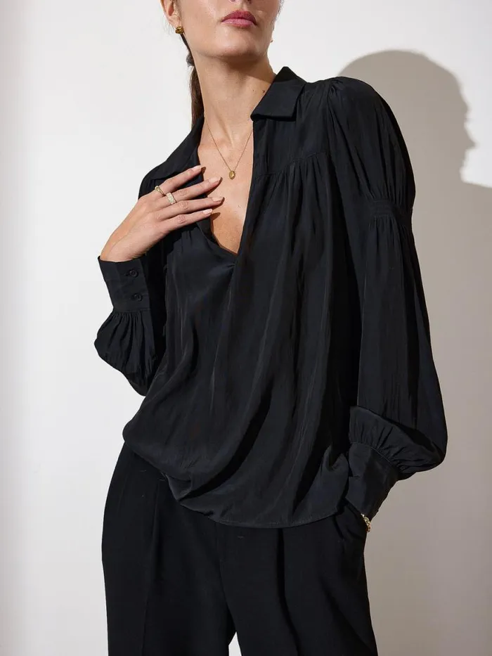 Shop Brochu Walker Tops The Anson Blouse Black Onyx