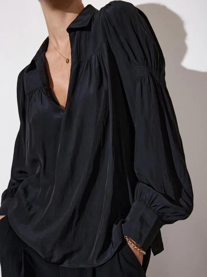 Shop Brochu Walker Tops The Anson Blouse Black Onyx