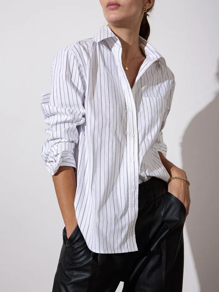 Shop Brochu Walker Tops The Everyday Shirt White Stripe