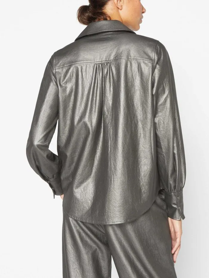 Shop Brochu Walker Tops The Vegan Leather Layra Shirt Pewter
