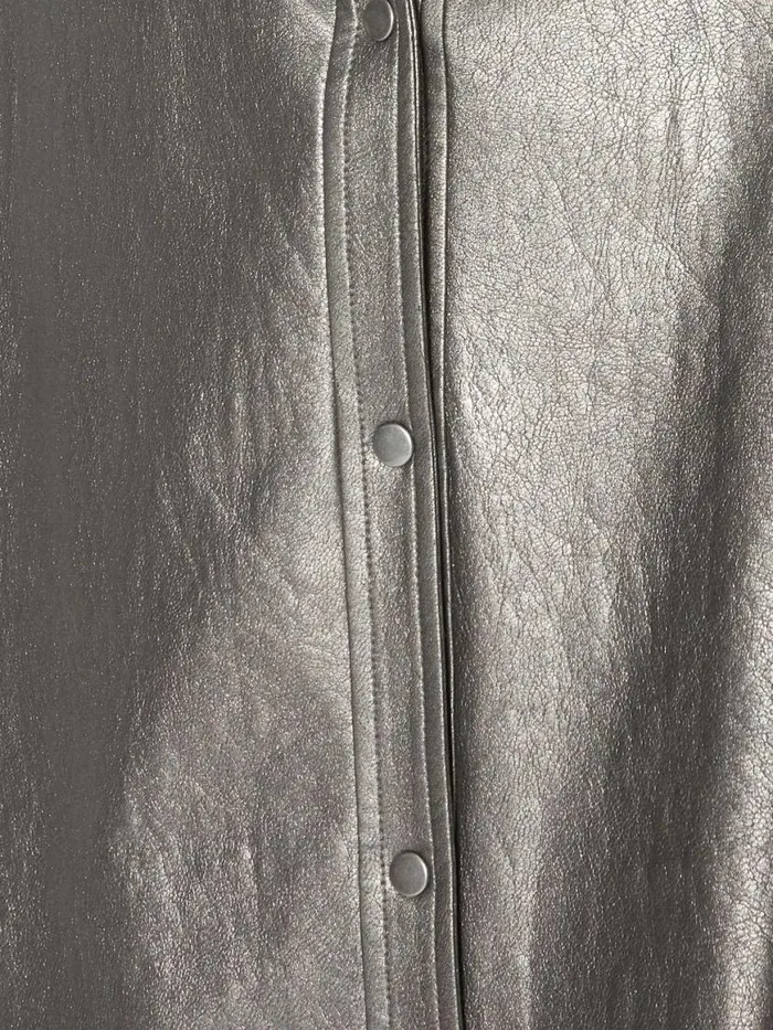Shop Brochu Walker Tops The Vegan Leather Layra Shirt Pewter