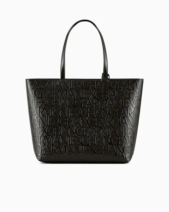 Shopper Bag With Allover Logo Black Women Armani Shoppers Shopper Bag With Allover Logo Black Women Armani Shoppers