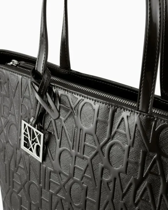 Shopper Bag With Allover Logo Black Women Armani Shoppers Shopper Bag With Allover Logo Black Women Armani Shoppers