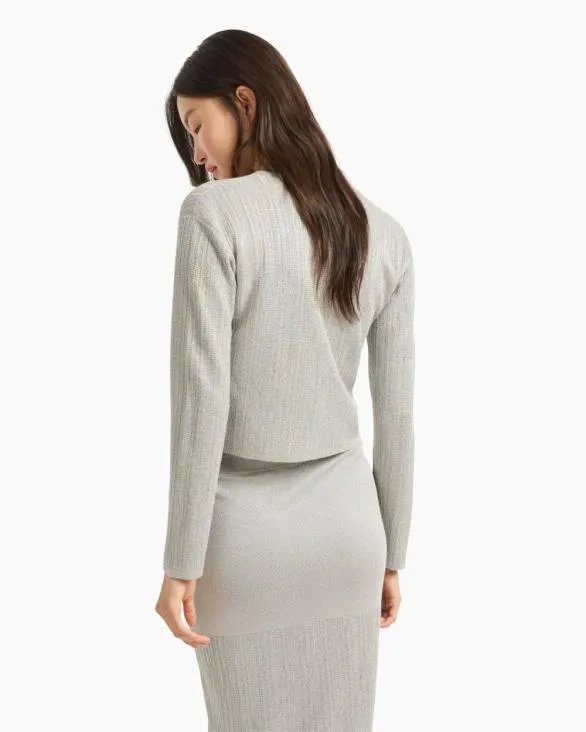 Short Cardigan In Lurex Yarn Silver Women Armani Matching Sets Short Cardigan In Lurex Yarn Silver Women Armani Matching Sets
