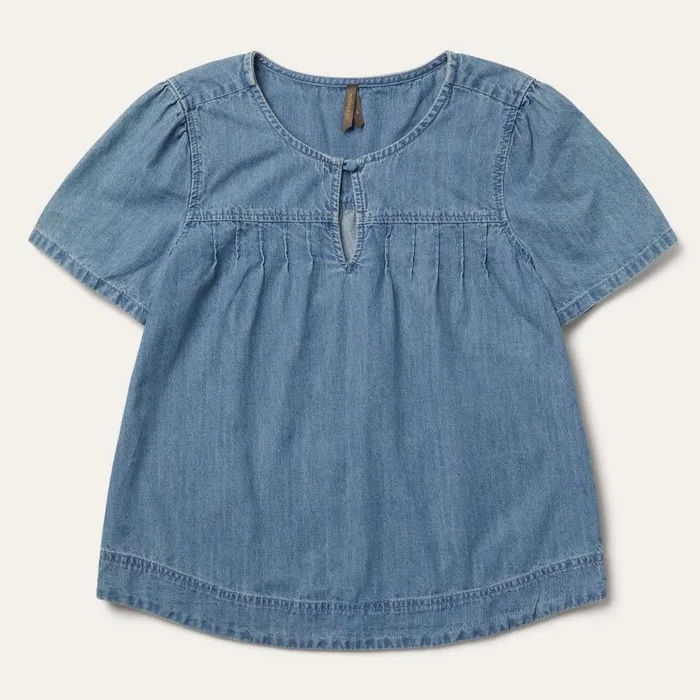 ShortSleeved Denim Blouse Blue Women Stetson Blouses