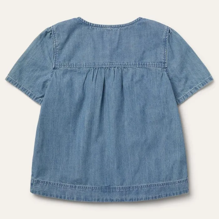 ShortSleeved Denim Blouse Blue Women Stetson Blouses