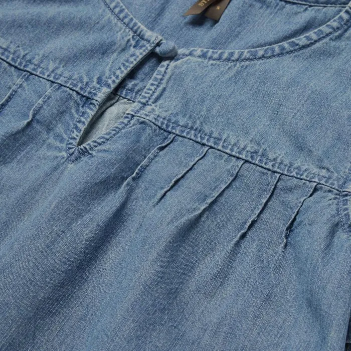 ShortSleeved Denim Blouse Blue Women Stetson Blouses