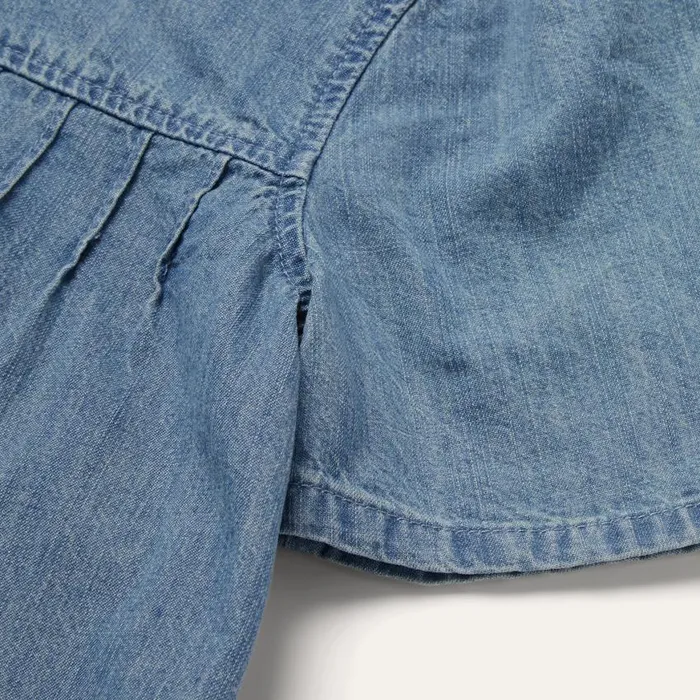 ShortSleeved Denim Blouse Blue Women Stetson Blouses