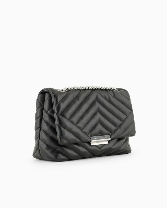 Shoulder Bag In Quilted Material With Metal Details Black Women Armani Crossbody Bags Shoulder Bag In Quilted Material With Metal Details Black Women Armani Crossbody Bags