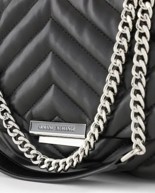 Shoulder Bag In Quilted Material With Metal Details Black Women Armani Crossbody Bags Shoulder Bag In Quilted Material With Metal Details Black Women Armani Crossbody Bags