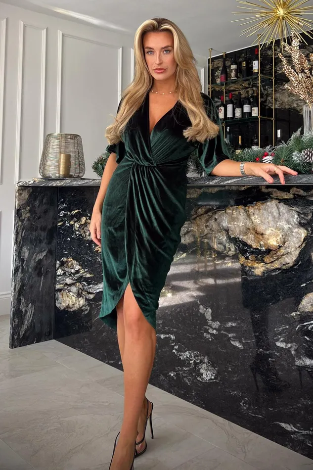 Siena Emerald Velvet Wrap Detailing Midi Dress Women Girl In Mind Wrap Dresses Siena Emerald Velvet Wrap Detailing Midi Dress Women Girl In Mind Wrap Dresses