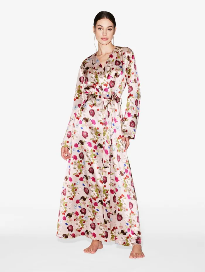 Silk Floral Print Long Robe Sleepwear La Perla Robes