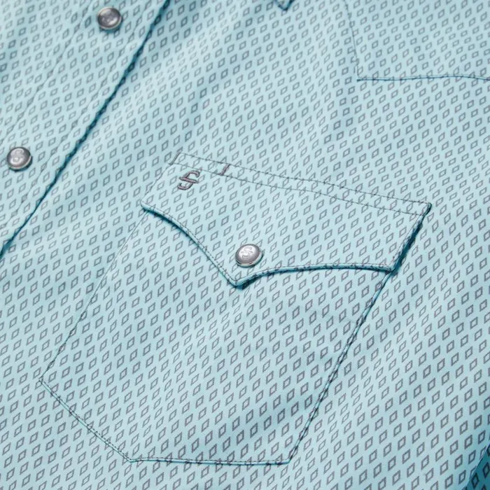 Silver Diamond Neat Print Western Shirt Blue Men Stetson Western Shirts