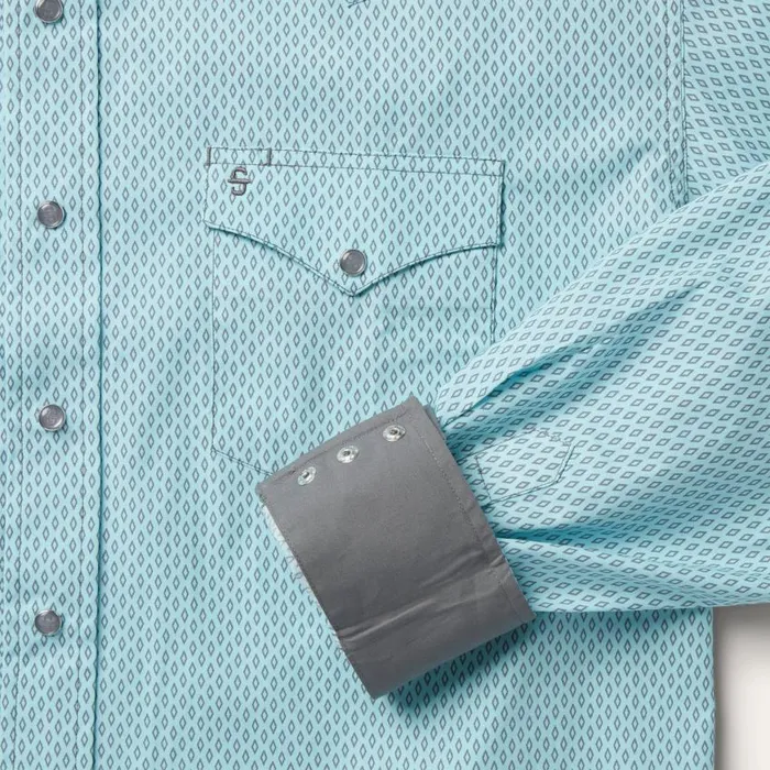 Silver Diamond Neat Print Western Shirt Blue Men Stetson Western Shirts