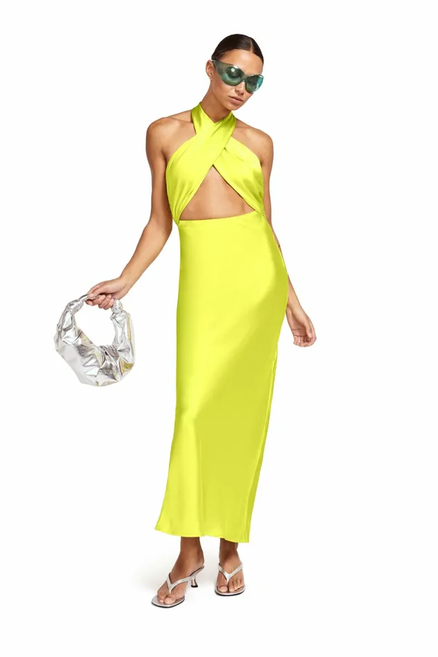 Simon Miller Dresses Women Satin Yabba Dress Valley Green