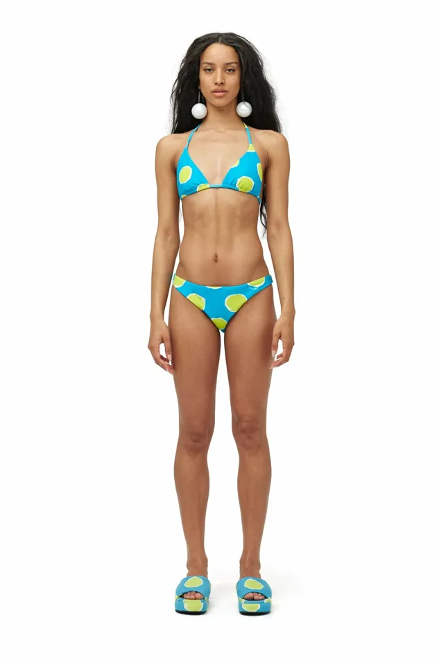 Simon Miller Swim Women Bwai Bikini Top Suburban Blue Valley Green Dot Print