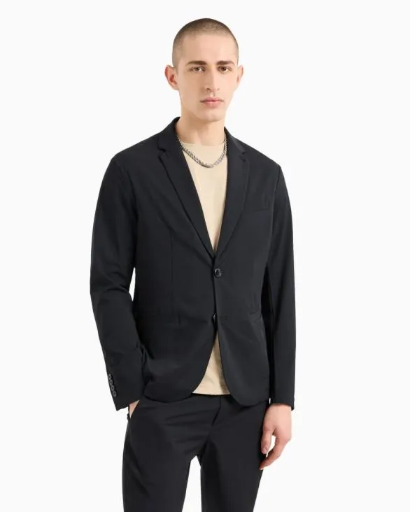Singlebreasted Jacket In Ultrastretch Twill Black Men Armani Matching Sets