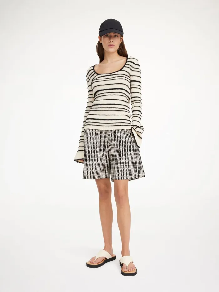 Siona Organic Cotton Shorts Black Monogram Women By Malene Birger Shorts