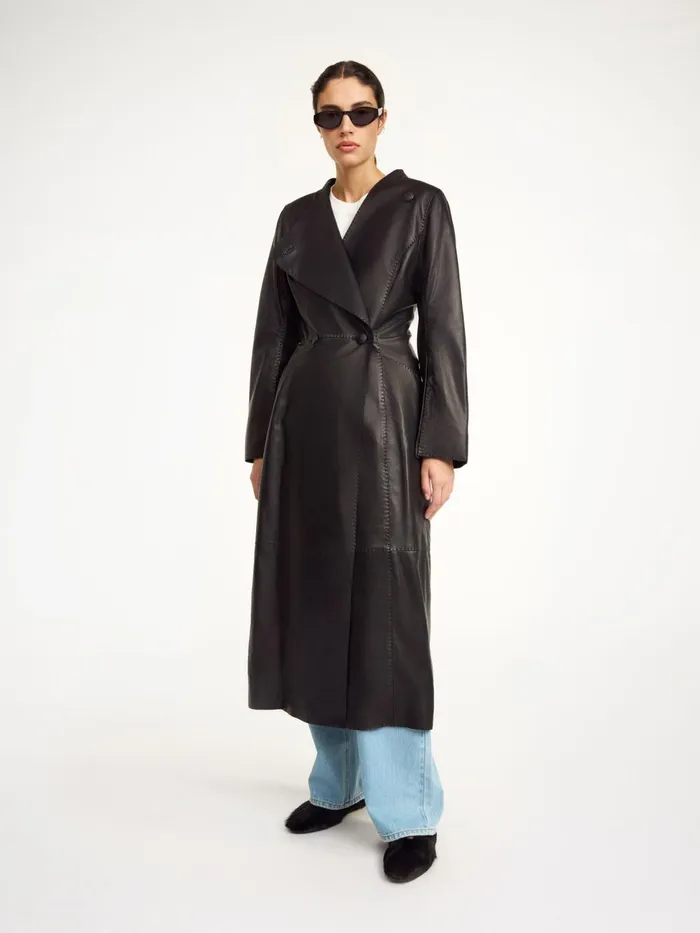Sirrena Leather Coat Black Women By Malene Birger Coats and Jackets