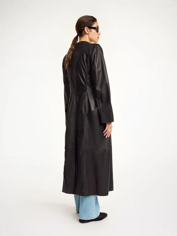 Sirrena Leather Coat Black Women By Malene Birger Coats and Jackets