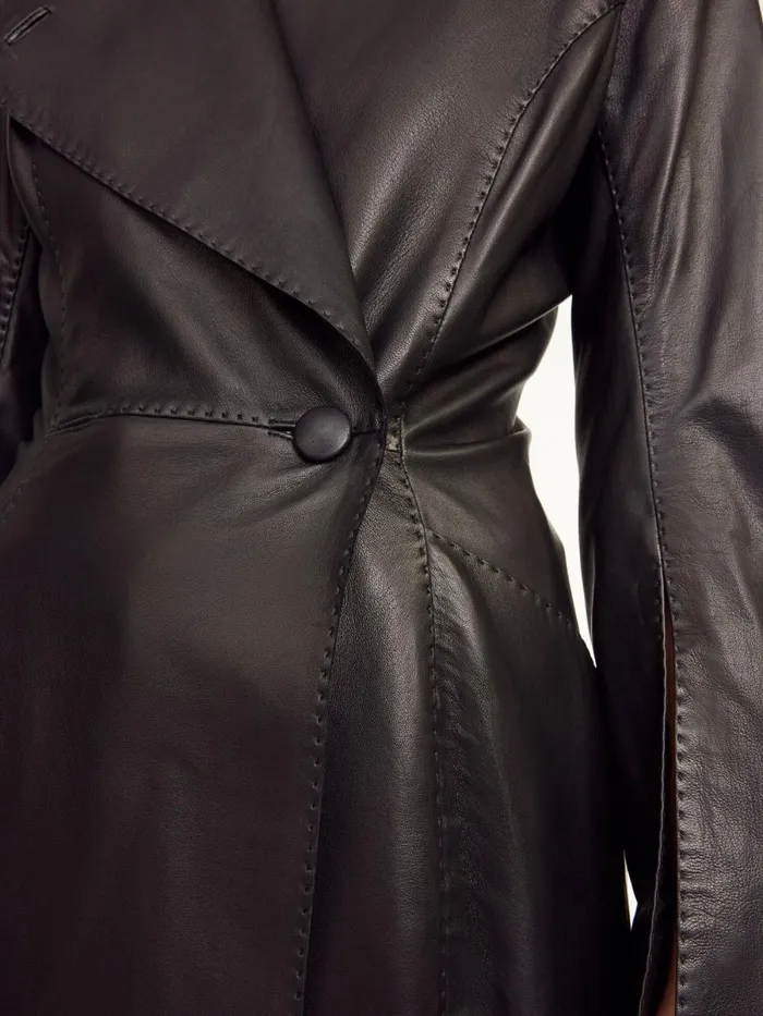 Sirrena Leather Coat Black Women By Malene Birger Coats and Jackets
