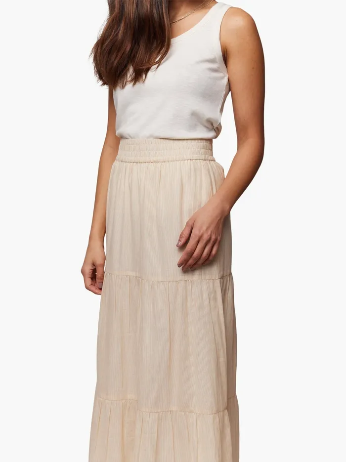 Skirts Harper Tiered Maxi Skirt TanWhite Stripe Able Women