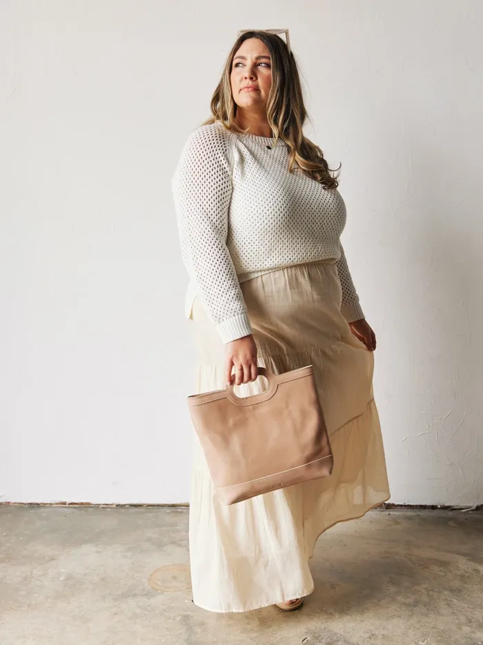 Skirts Harper Tiered Maxi Skirt TanWhite Stripe Able Women