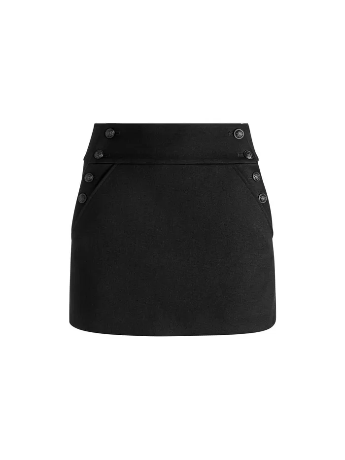 Skirts Women Alice Olivia DONALD HIGH RISE SIDE BUTTON SKIRT Black