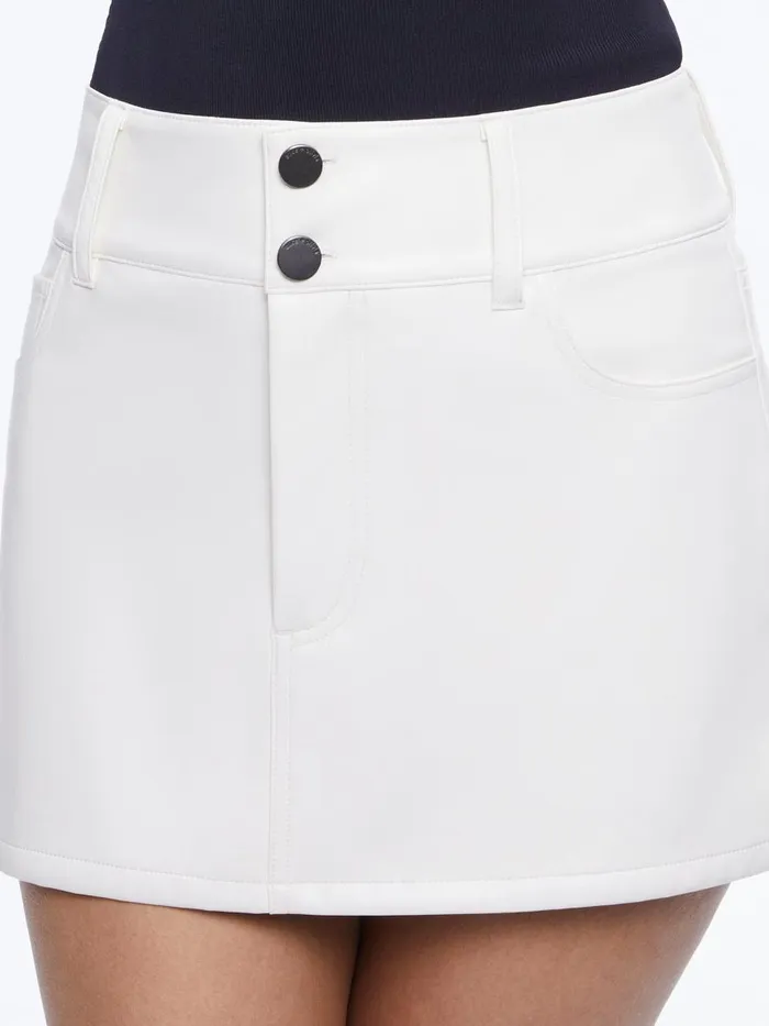 Skirts Women Alice Olivia LAIKA LOW RISE VEGAN LEATHER MINI SKIRT Off White