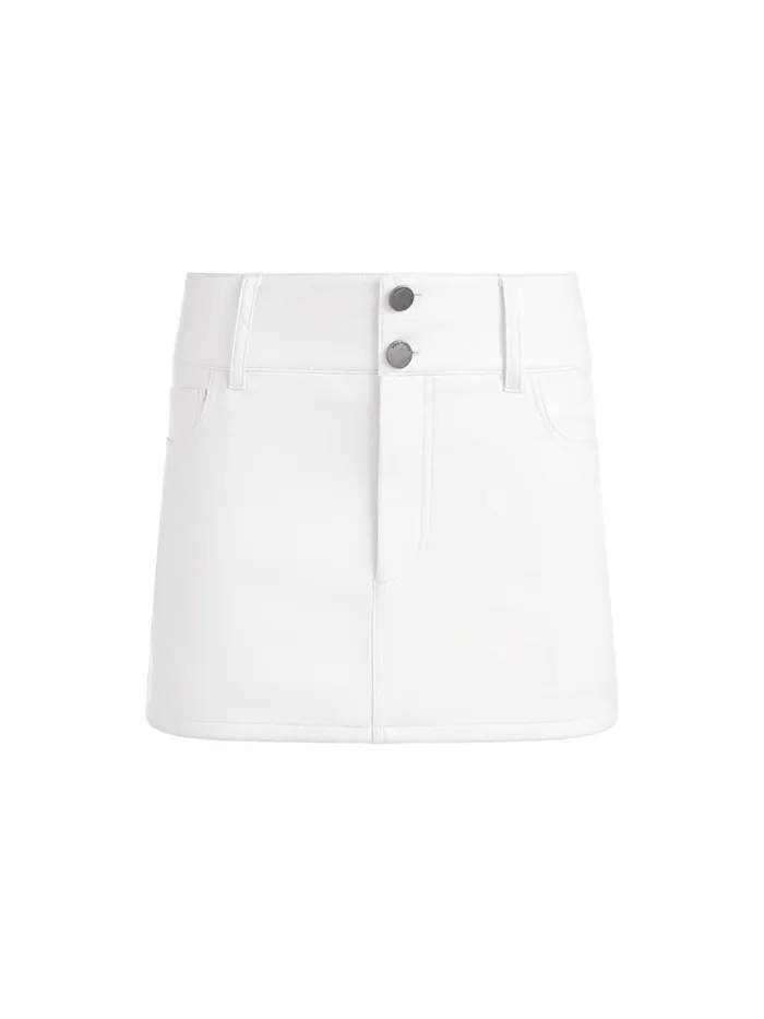 Skirts Women Alice Olivia LAIKA LOW RISE VEGAN LEATHER MINI SKIRT Off White