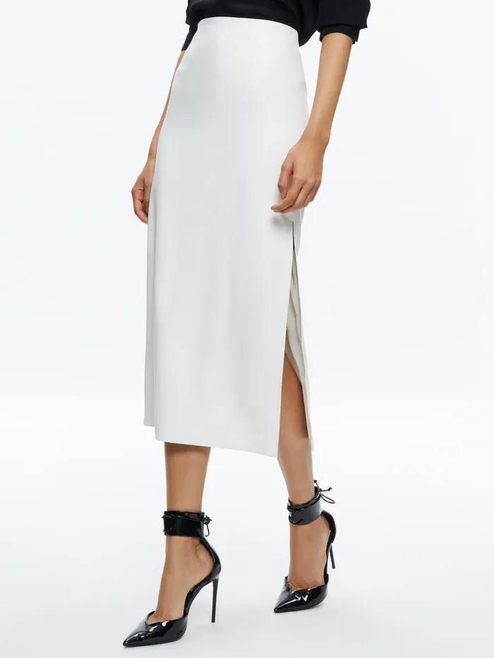 Skirts Women Alice Olivia MAEVE VEGAN LEATHER MIDI SKIRT Black