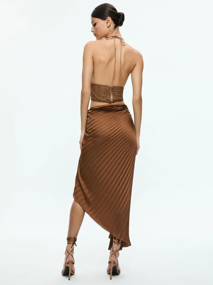 Skirts Women Alice Olivia ODELIA ASYMMETRICAL PLEATED MAXI SKIRT Camel