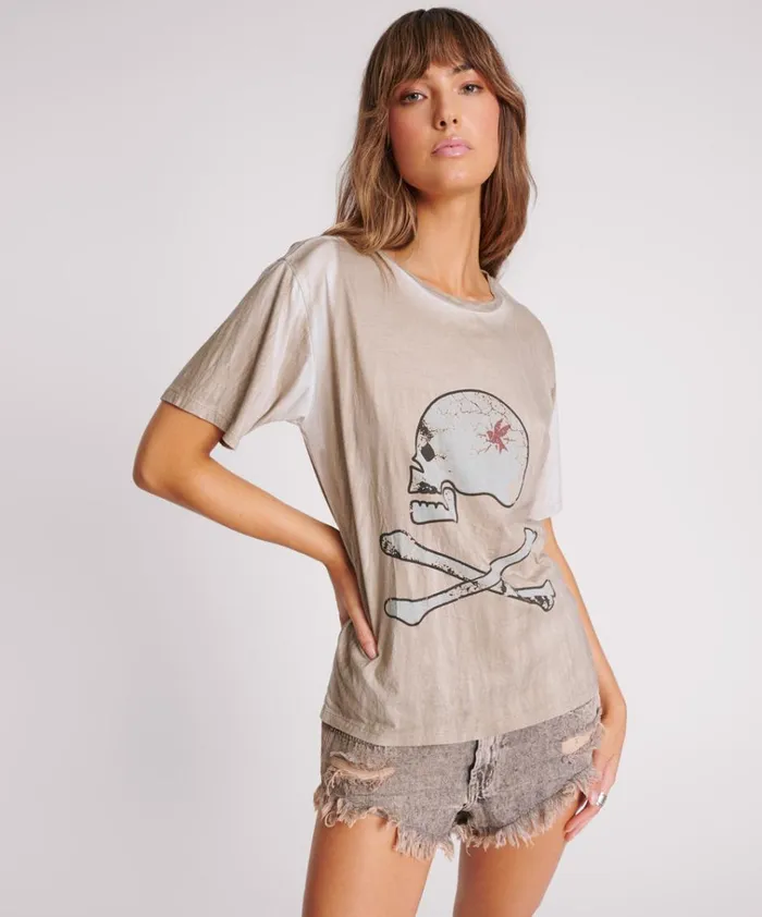 SKULL AND BONES BOYFRIEND TEE Women One Teaspoon Tees and Tanks