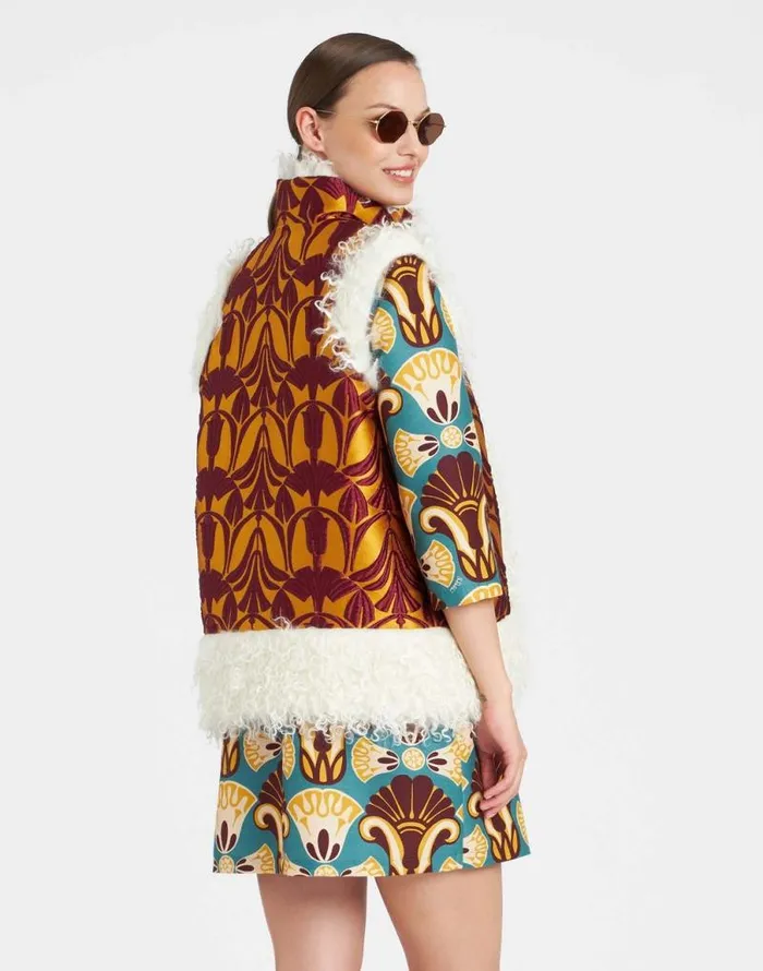 Sleeveless Folk Jacket Papyrus Gold Women La Double J Outerwear Sleeveless Folk Jacket Papyrus Gold Women La Double J Outerwear