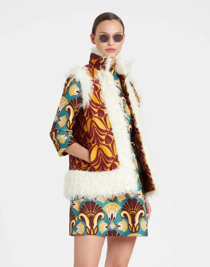 Sleeveless Folk Jacket Papyrus Gold Women La Double J Outerwear Sleeveless Folk Jacket Papyrus Gold Women La Double J Outerwear