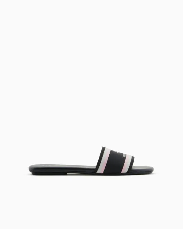 Slippers With Contrasting Band And Logo Black Women Armani Sandals