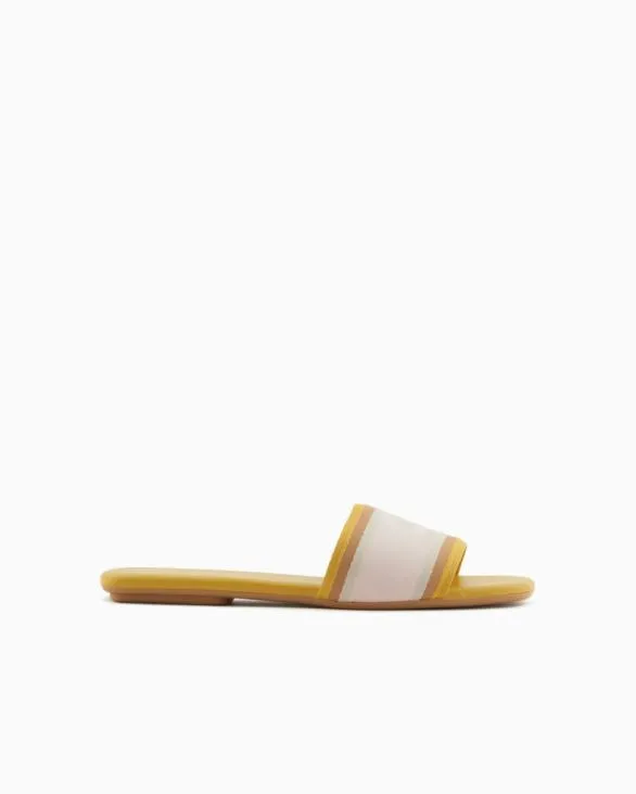 Slippers With Contrasting Band And Logo Yellow Women Armani Sandals
