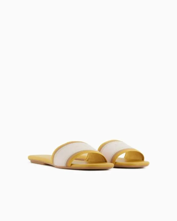 Slippers With Contrasting Band And Logo Yellow Women Armani Sandals Slippers With Contrasting Band And Logo Yellow Women Armani Sandals