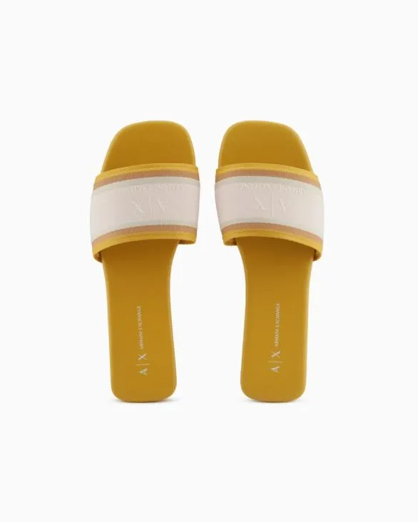 Slippers With Contrasting Band And Logo Yellow Women Armani Sandals Slippers With Contrasting Band And Logo Yellow Women Armani Sandals