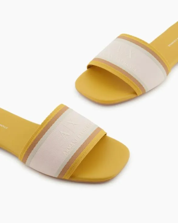 Slippers With Contrasting Band And Logo Yellow Women Armani Sandals Slippers With Contrasting Band And Logo Yellow Women Armani Sandals