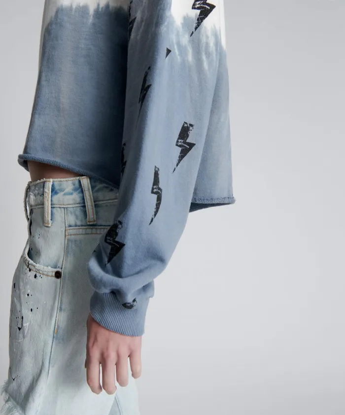 SMOKE AND LIGHTNING CROPPED SWEATER Women One Teaspoon Hoodies And Sweats SMOKE AND LIGHTNING CROPPED SWEATER Women One Teaspoon Hoodies And Sweats