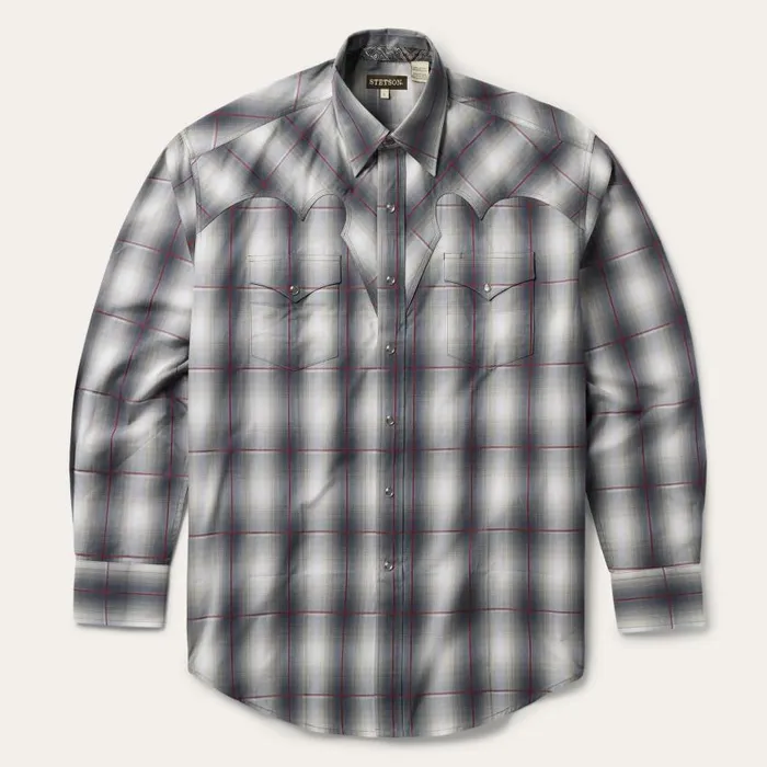Smoke Ombre Western Shirt Grey Men Stetson Classic Cut