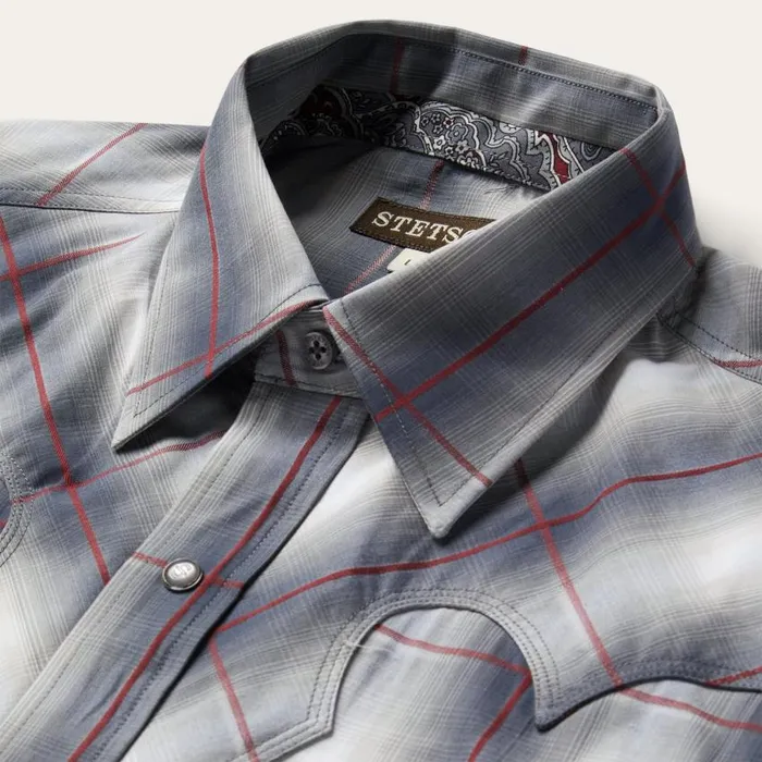 Smoke Ombre Western Shirt Grey Men Stetson Classic Cut