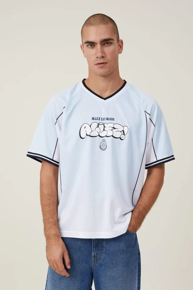 Soccer Jersey Blue Mist Vintage White Allez Les Bleus Men Cotton On Tees and Tanks Soccer Jersey Blue Mist Vintage White Allez Les Bleus Men Cotton On Tees and Tanks