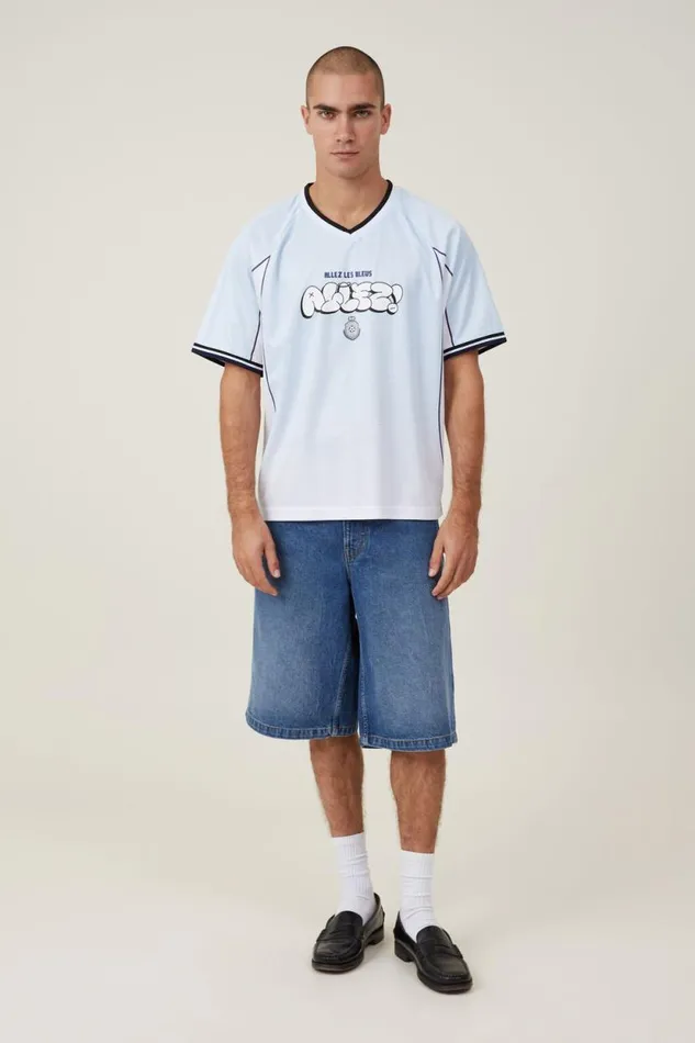 Soccer Jersey Blue Mist Vintage White Allez Les Bleus Men Cotton On Tees and Tanks Soccer Jersey Blue Mist Vintage White Allez Les Bleus Men Cotton On Tees and Tanks