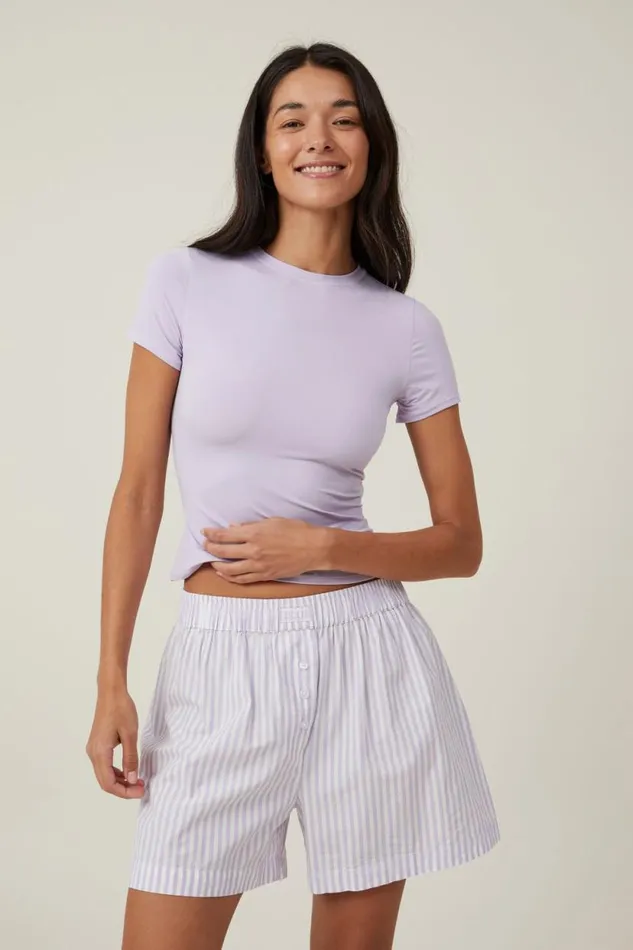 Soft Lounge Fitted TShirt Purple Rose Women Cotton On Tops