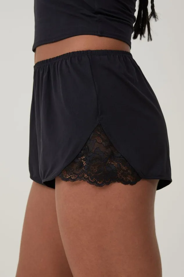 Soft Lounge Lace Trim Short Black Women Cotton On Shorts